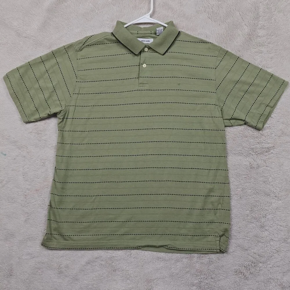 VTG Pierre Cardin Polo Shirt Men's XL Striped Green Retro Embroidered Logo